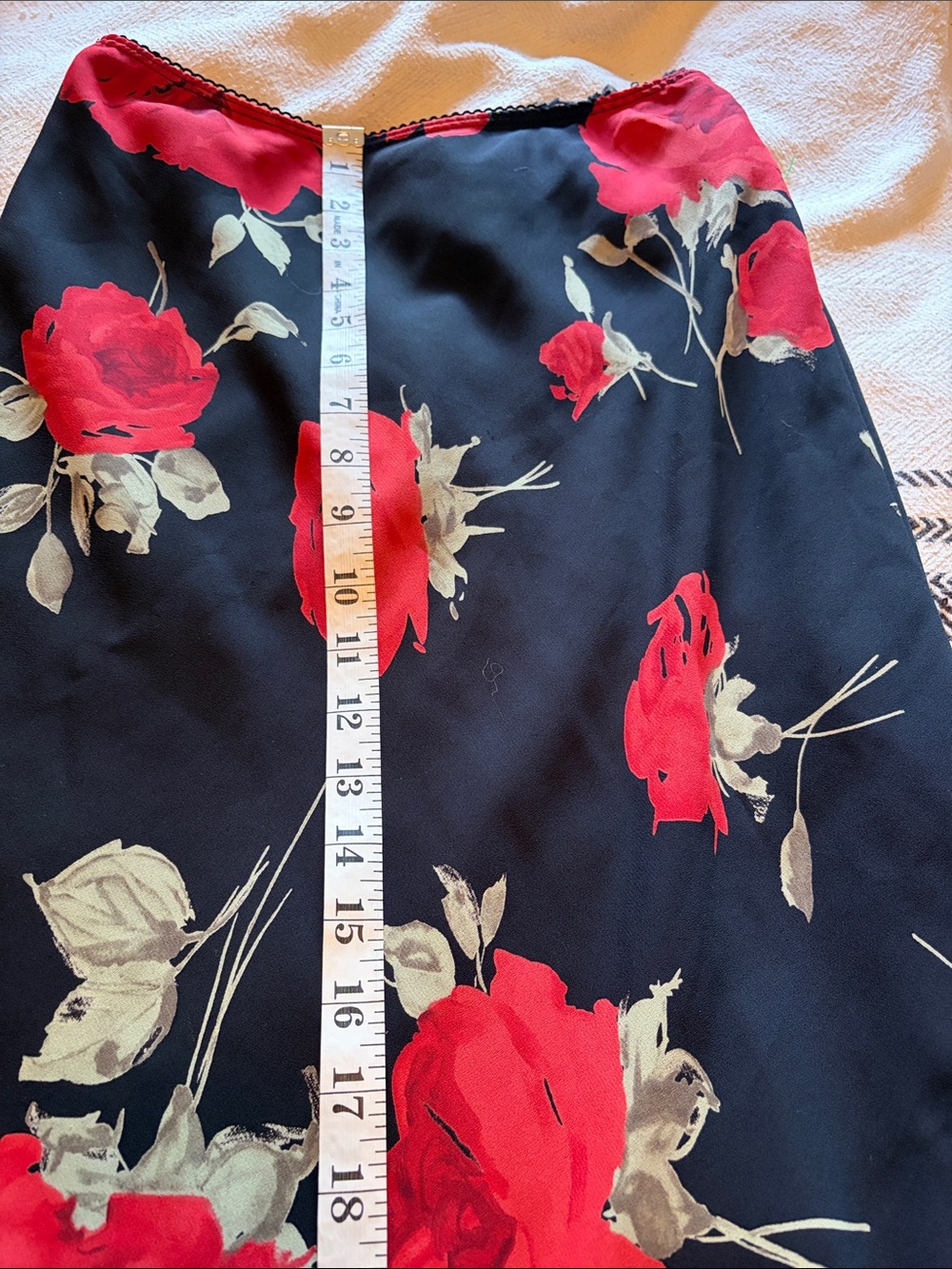 La Belle Black A-Line Midi Skirt with Red Rose Print - Picture 9 of 10